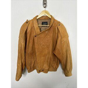 Vintage Ocean West Men L 90s Leather Suede Retro Old School Jacket Bomber